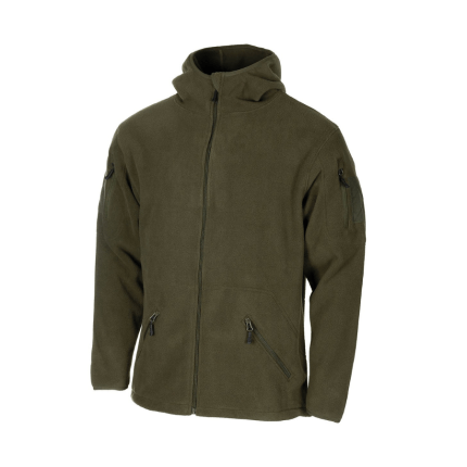 Taktiskā flīsa jaka ar kapuci, oliv zaļā krāsā