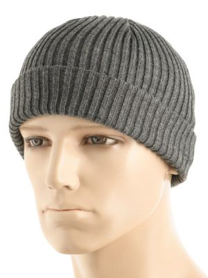 Pelēka adīta akrila cepure